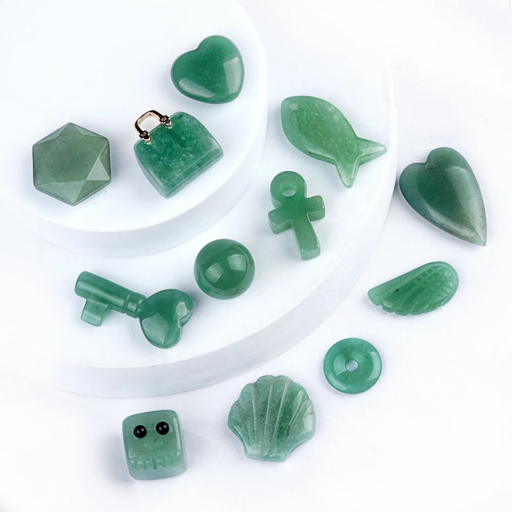 Necklace Pendant Natural Stone Green Aventurine Ornaments Pendant For Jewelry Making DIY Necklace Bracelet Accessory