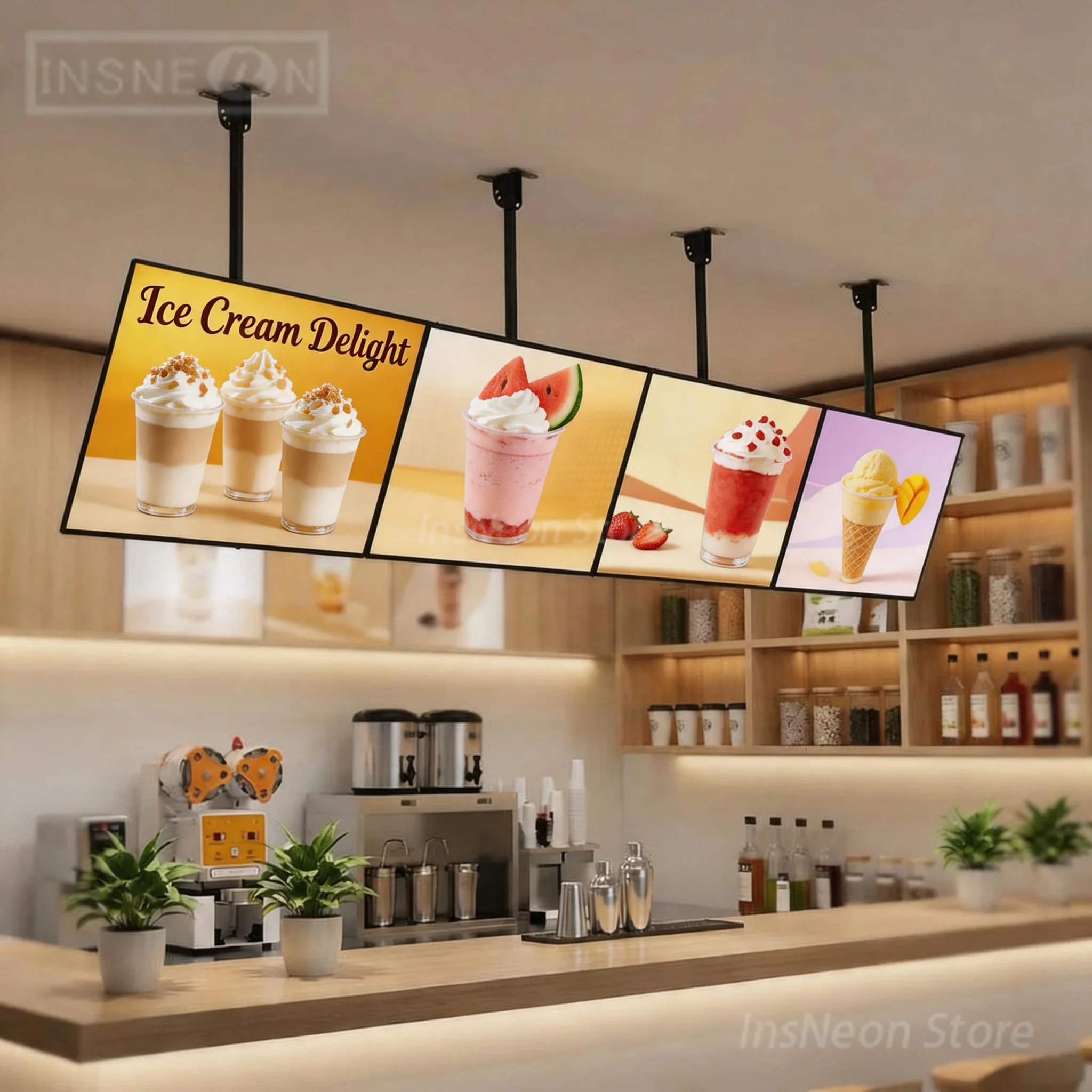 Restaurants Menu LED Light Box Display Advertising Poster Frame, Ice Cream Delight Illumination Billboard LED Light Box