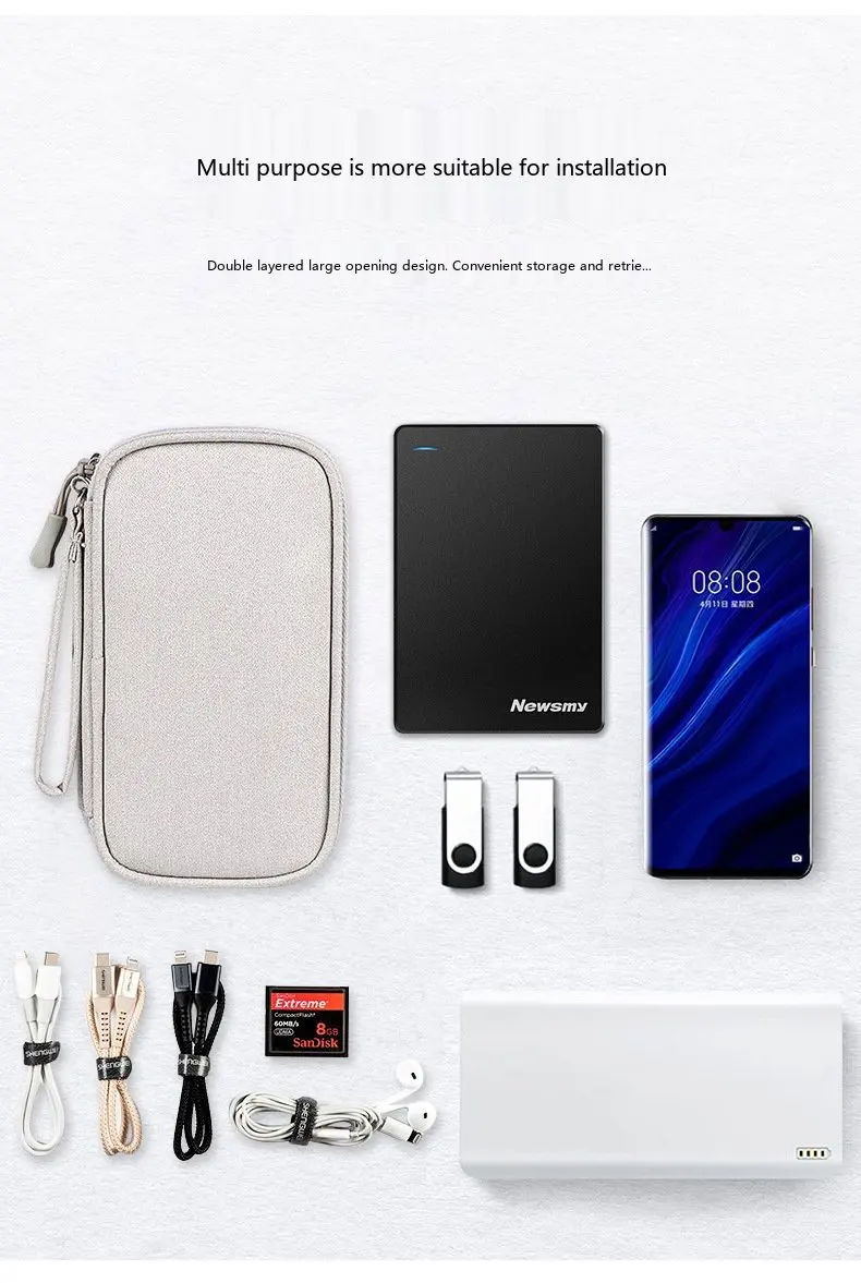 Kabel-Organizer-Tasche Reise-Digitalzubehör-Aufbewahrungstasche für Telefon-USB-Ladegerät – Detail 9