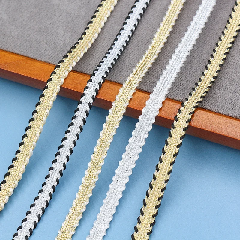 10yards 6mm gold silk fragrant braided lace Lolita cheongsam trim decoration shoes, hats, bags, home accessories