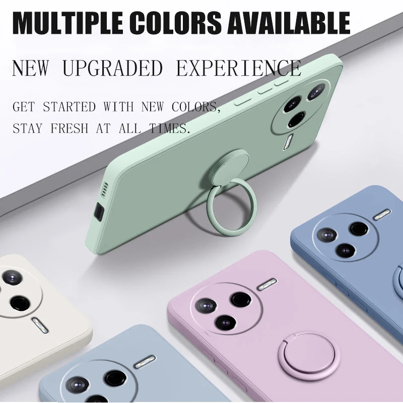 Funda para Xiaomi Poco F7 Pro, Funda de silicona líquida con soporte de anillo, carcasa de teléfono para F6 F5, Funda trasera a prueba de golpes