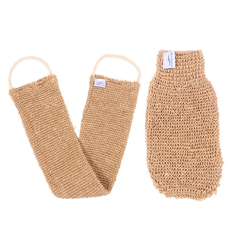 Ramie Jute Bath Towel Shower Towel Back Body Exfoliating Belt Shower Scrubber or Body Cleaning Bathroom Shower Strap