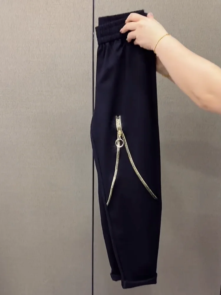 النسخة الكورية سستة تصميم الربط فضفاض هارون بانت المرأة موضة الشارع عالية الخصر تسع نقاط مستقيم الساق بنطلون