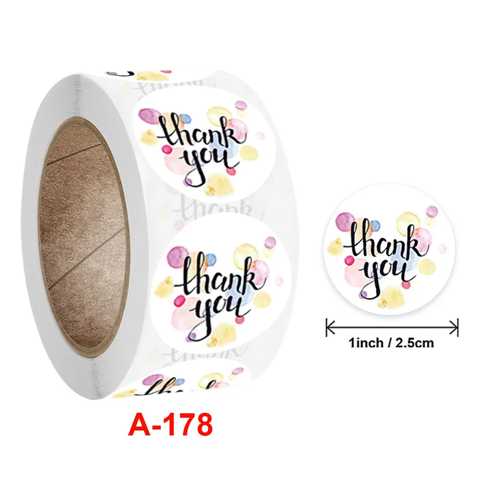 100-500PCS Heart Stickers Thank You Stickers for Business Merci Packaging Stickers Rolling Love for Packaging Decoration Label