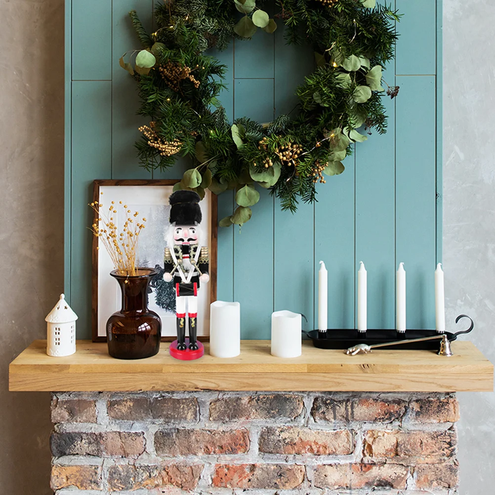 

1 pc Walnut Soldier Xmas Desktop Crafts Portable Wooden Nutcracker Adorn Movable Mouth Design Christmas Decorative Home Decor