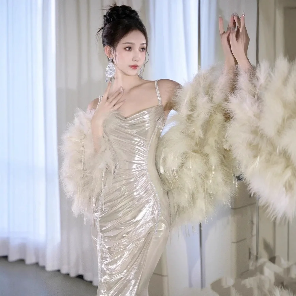 Elegant Long Evening Gown with Strap Shaping Slimming Mirror Surface Perfect for Birthday Party New 2026 Style from China