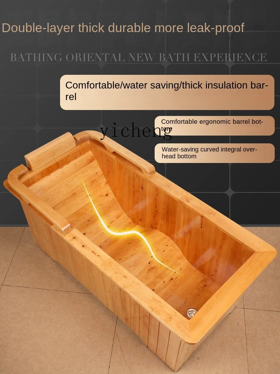 XL Solid Wood Bath Bucket Wooden Bath Commercial Bath Bucket Adult Curved Bottom