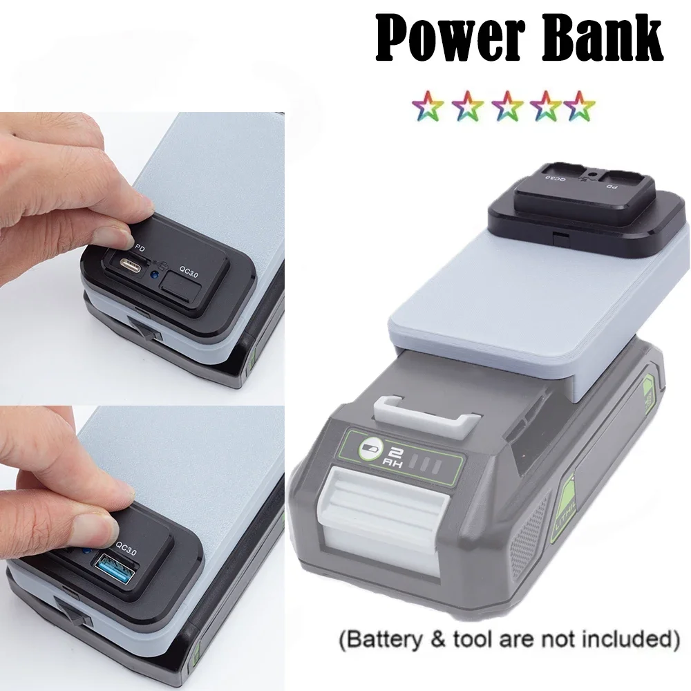 Adaptador de Fonte de Energia Usb tipo c para Greenworks Bateria de Lítio 24v pd Carregador Rápido Qc3.0 Bateria Não Incluída