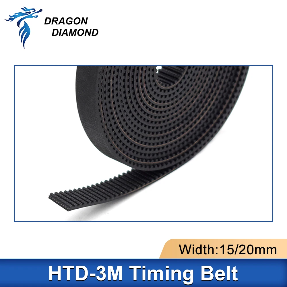 HTD-3M Open Timing Belt Width 15mm 20mm PU Transmission Belt Strap Synchronous 3M Belt For Co2 Laser Engraving Cutting Machine