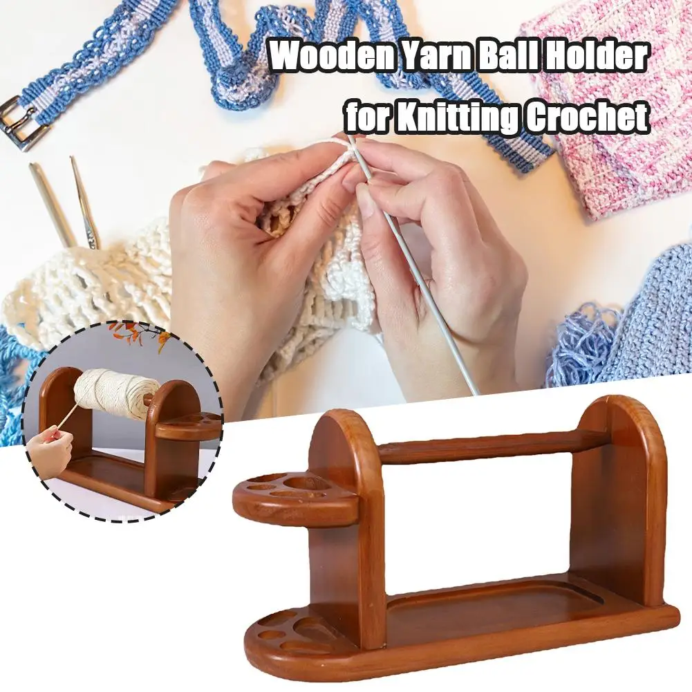 Yarn Ball Holder Wood Accs Winder Shelf Organizer String Dispenser Portable Spools Holder For Skein Cord Diy Knitting Craft X0j0