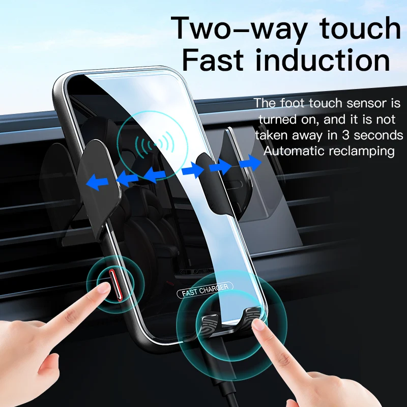 

15W Fast Charger Wireless Chargers Charging Car Induction Phone Holder For iPhone 12 13 14 Pro Max Xiaomi Mi 12 11 Samsung S10