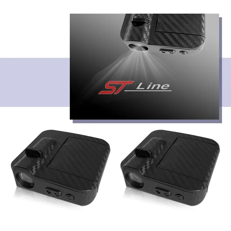 1/2pcs ST Line Logo LED Laser Projector Lamp Ghost Shadow Light Car Door Welcomr Light For Ford Focus 3 Kuga Puma Fiesta Mondeo