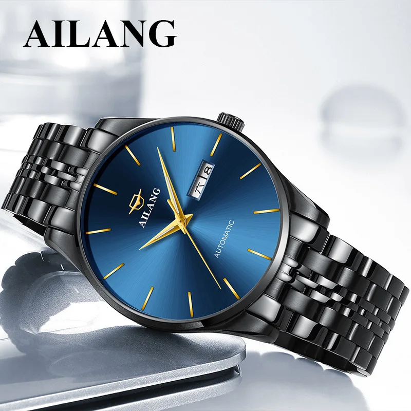 AILANG Business Watch Men Week Date Automatic Mechanical Watces Fashion Military Watches Men Stainless Steel Waterproof Clock