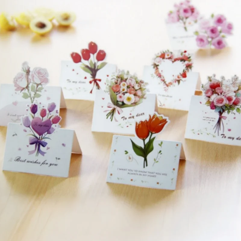 10 Stück 3D-Blumengrußkarten für Floristen und Bäckereien, Karten für Hochzeiten, Valentinstag, Thanksgiving, Lehrer, Vater und Muttertag