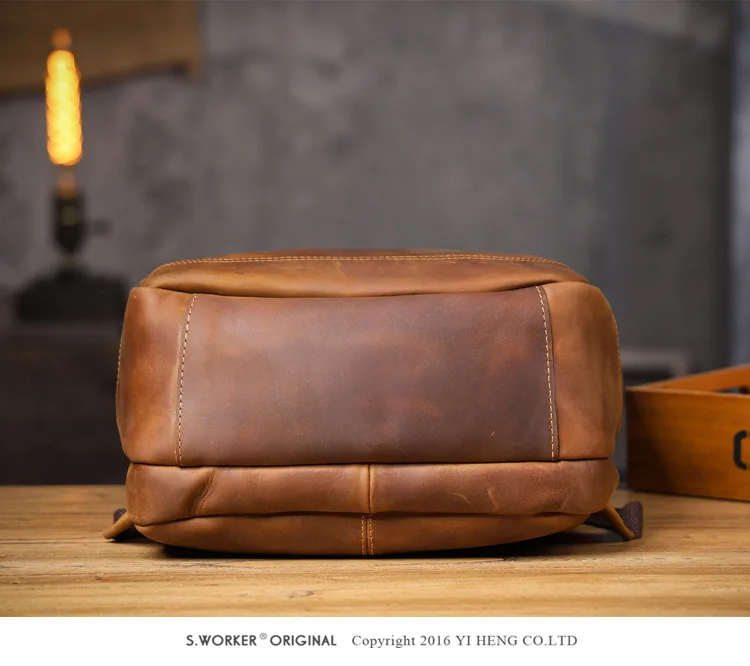 PNDME Vintage Crazy Horse Rindsleder Herrenrucksack mit großem Fassungsvermögen, lässiger Designer-Handtaschenrucksack aus echtem Leder für Damen, Reiserucksack. – Detail 8
