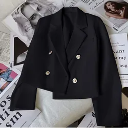 Blazer corto a maniche lunghe moda donna 2024 primavera autunno giacche con bottone singolo cappotti capispalla bianchi Casual da donna da ufficio