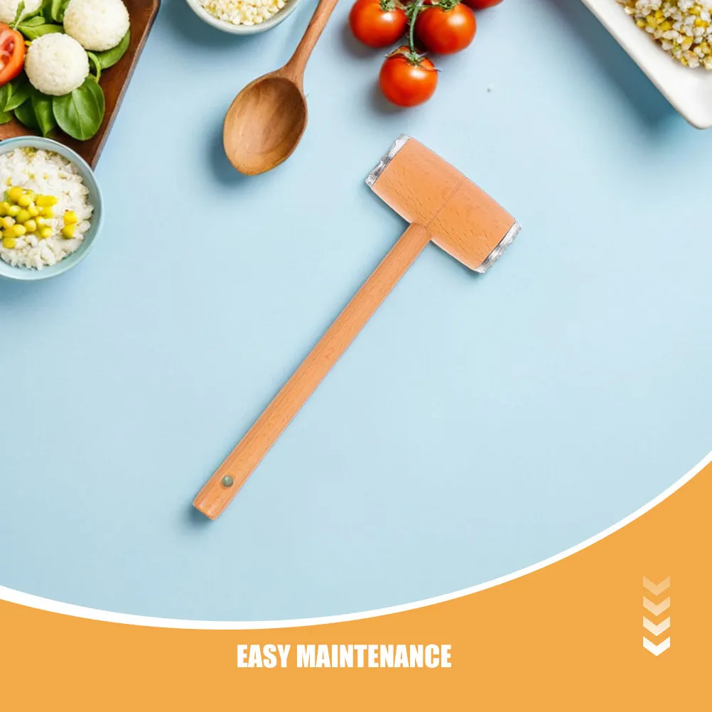 2Pcs Beech Wood Meat Tenderizer Kitchen Tool Dual-Sided Hammer Mallet for Chicken Steak Pork Beef Effective Meat Softener