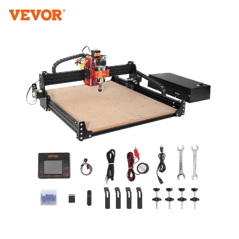 VEVOR-CNC Router Machine Kit, 3 Eixos, Controle GRBL, Gravura em Madeira, Escultura, Fresagem, 400x400x75mm, Área 1200 RPM, 300W