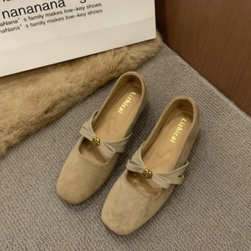 Bild 7: Französischer Stil Damenschuhe mit Dicker Sohle Neue Herbstmode Niedriger Absatz Lässig Bequem