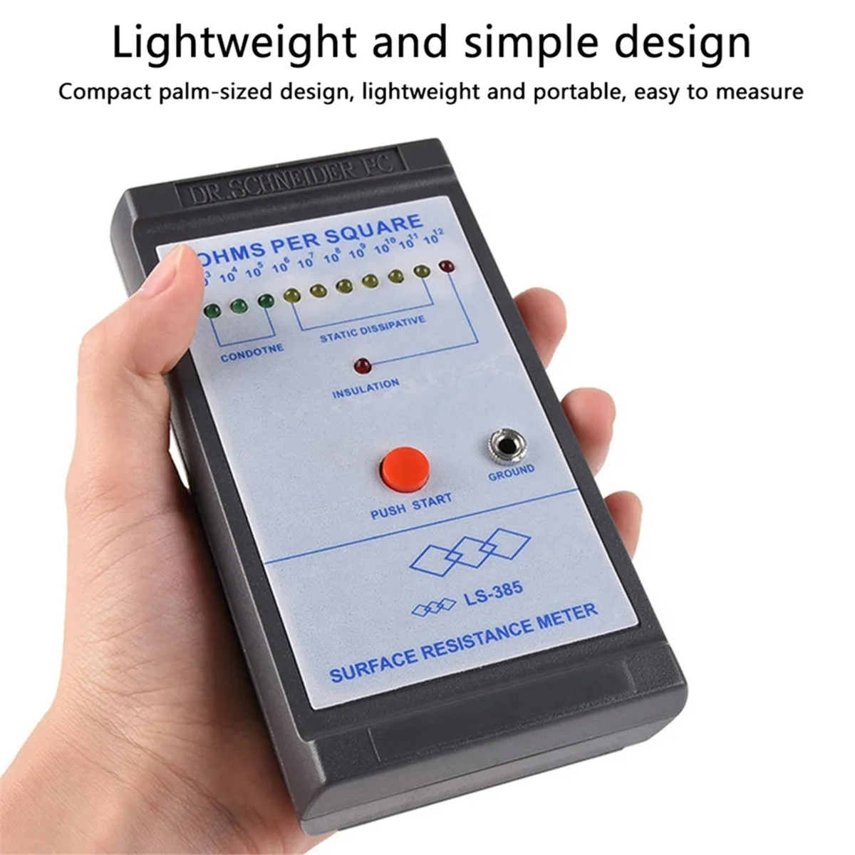 LS-385 LED Display Surface Resistance Tester Anti-Static Testing Induction Ohm Meters Resistance Test with LED Indicator