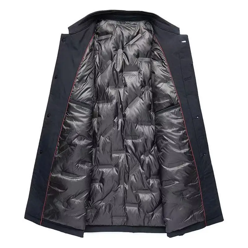 Autumn/Winter New Men's Down Jacket with Thick Velvet for Warmth Detachable Inner Tank Medium length Windbreaker Business Jacket