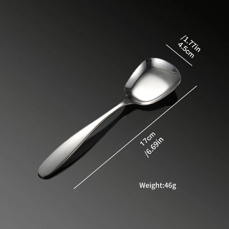 Stainless Steel Square Kitchen Spoon Flat Rice Spoon Dessert Ice Cream Serving Shovel Tableware