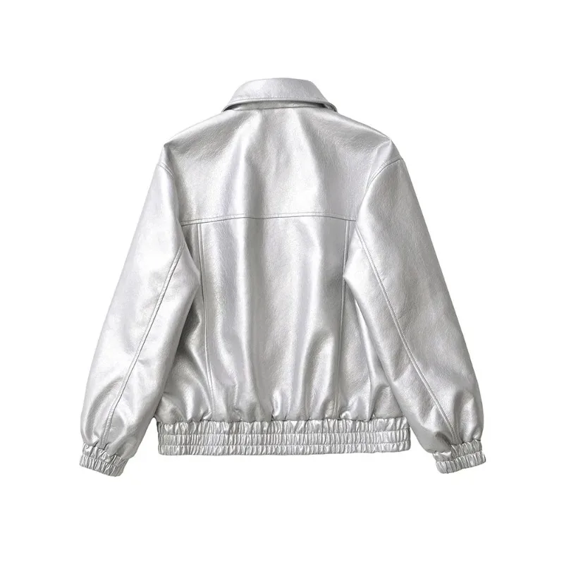 Veste courte en cuir Pu pour femme, Streetwear, ample, rétro, manteau à fermeture éclair, Vintage, motard, vêtements d'extérieur, printemps automne