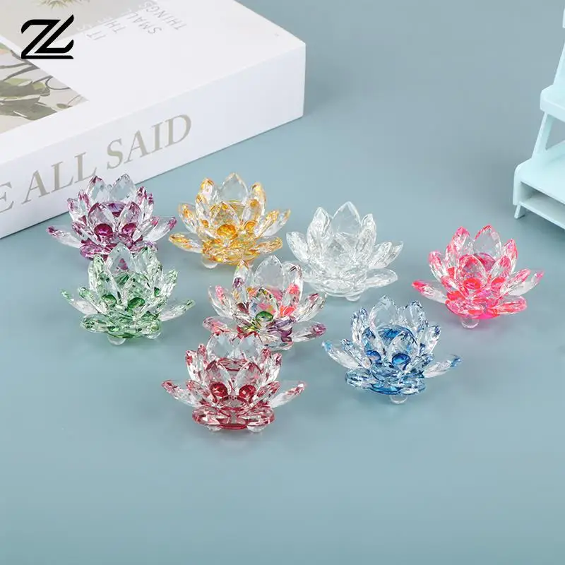 60mm quartzo cristal flor de lótus artesanato vidro paperweight fengshui ornamentos estatuetas casa decoração festa de casamento presentes lembrança