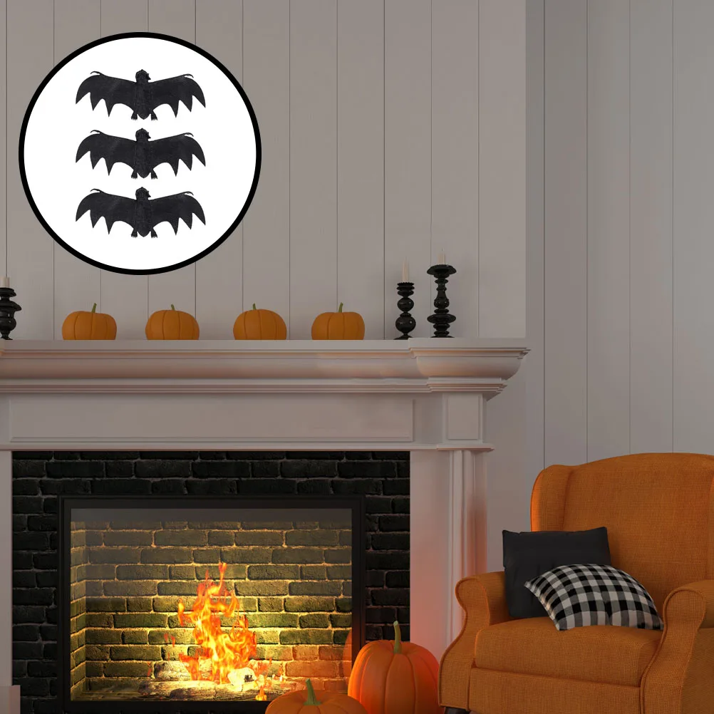 

3pcs Bats Soft Rubber Halloween Decorative Photo Prop Pendant Photo Hanging Decor Prop Scary Design Party Gifts