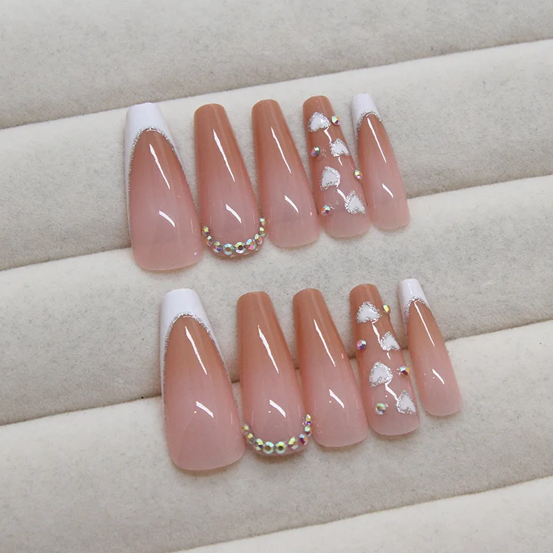 24 pieces of French minimalist short nails, pressed nails, fashionable women's wearing nails, including 1 jelly and 1 nail file