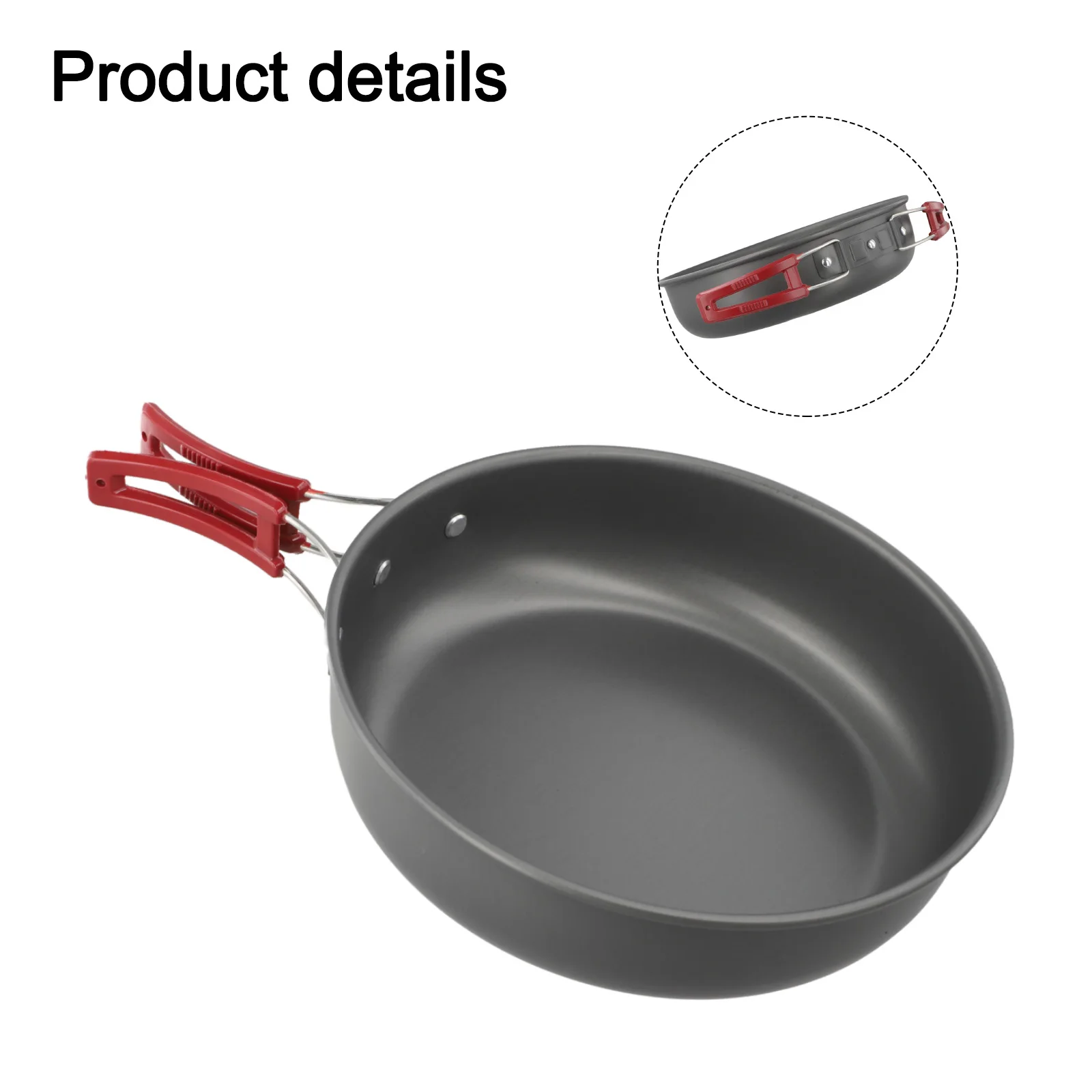 Sartén plegable con mango rojo para cocina de acampada, sartén para acampar, Material de aleación de aluminio de 20CM de diámetro para acampar