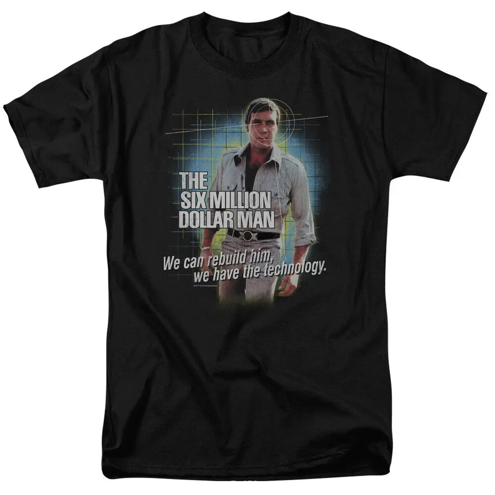 The Six Million Dollar Man Technology T Shirt Mens Licensed Classic TV Black