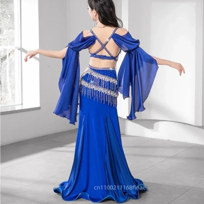 جديد أداء الرقص الشرقي الملابس اللؤلؤ شرابة النساء الرقص الشرقي الفردي فريق المنافسة مرحلة أزياء مسرحية