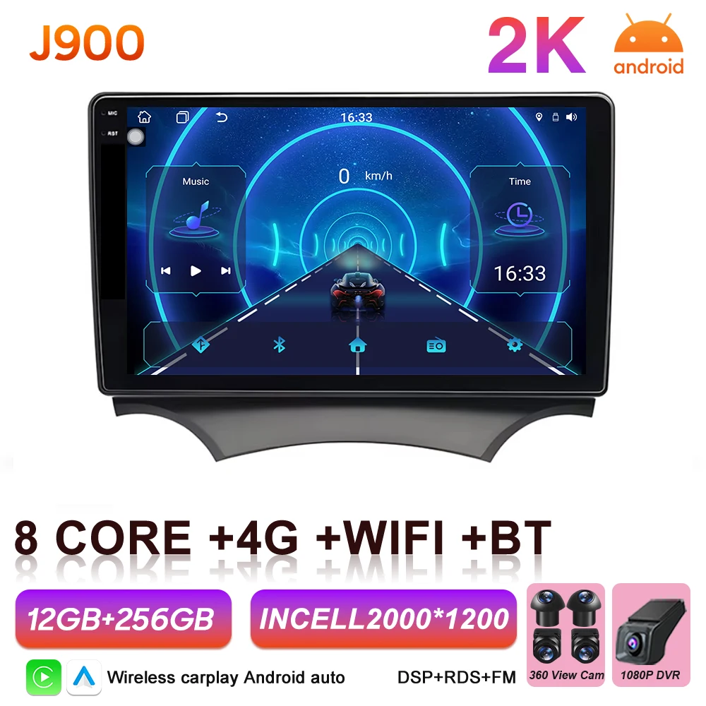 Android 16 Auto autoradio voor Ford Ka 2008 2009 2010 2011 2012 2013 2014 Carplay multimediaspeler stereo GPS head unit DSP BT