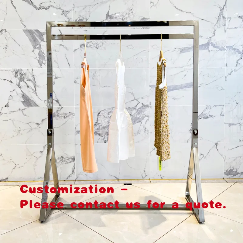 custom.Floor Standing Advertising Display Women Clothing Store Hanger Gold Clothes Rack Display Rack Clothe Shop