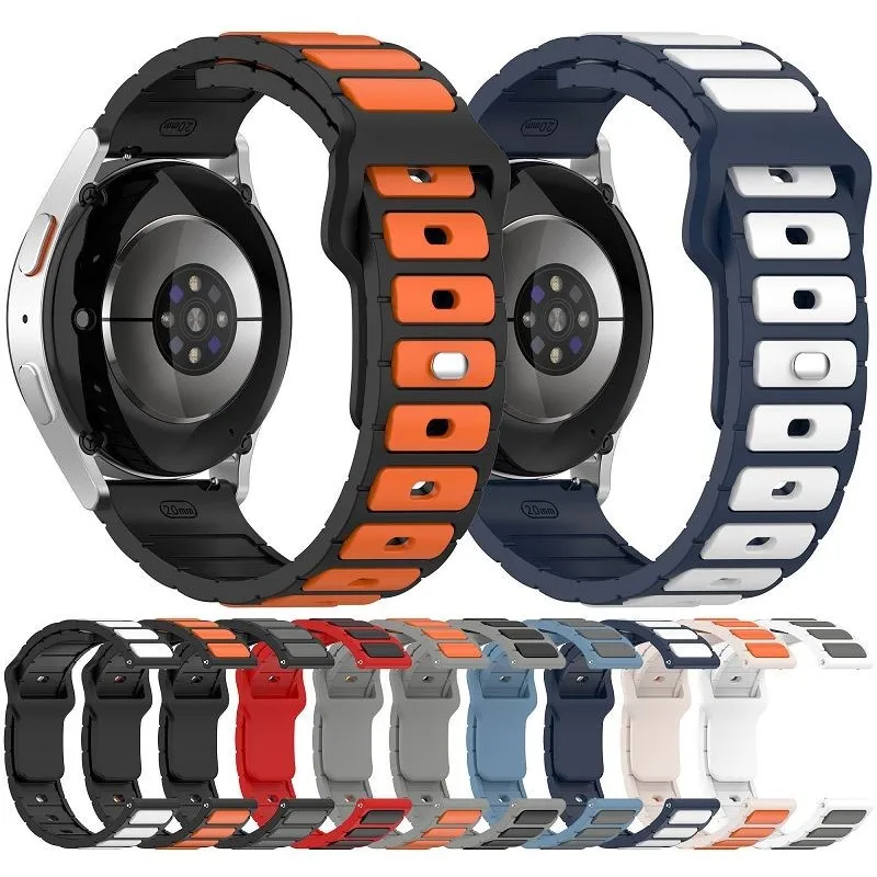 20mm 22mm watch straps for Samsung Galaxy watch 7 Bands Silicone watch 4 straps Double Color  watch 5 6 strap Watchband 20 22mm