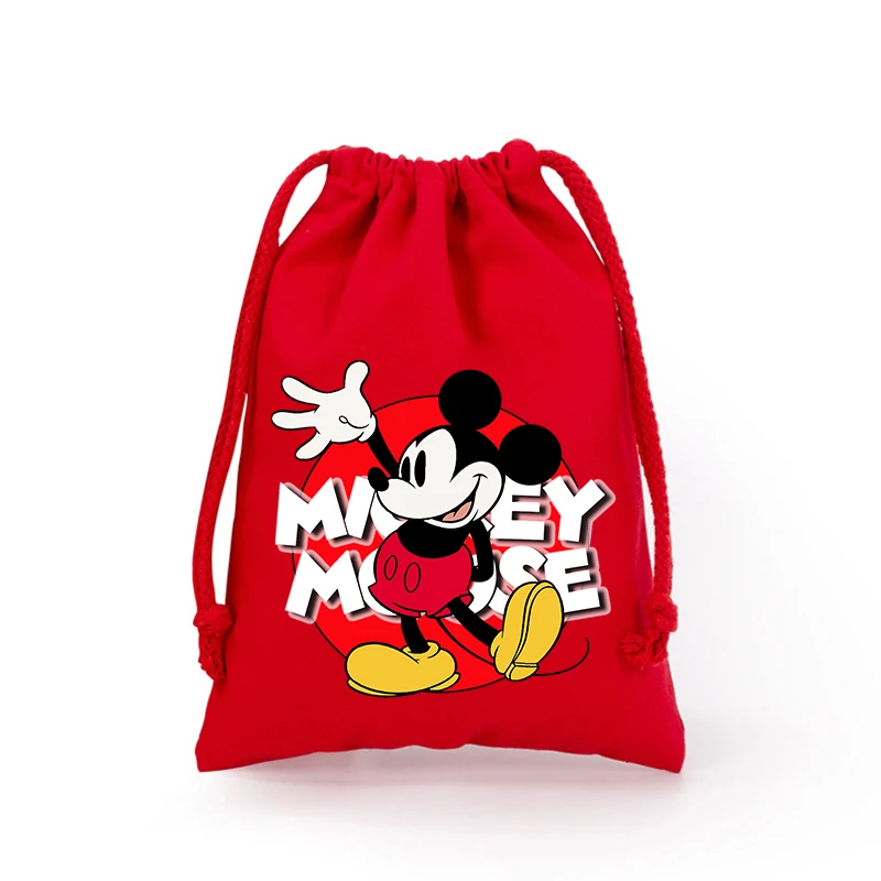 Disney Mickey Minnie Mouse Drawstring Bag Cute Anime Print Holiday Candy Storage Kawaii Anime Birthday Christmas Party Prop Gift