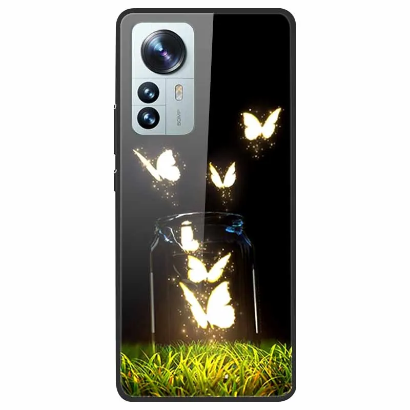 Tempered Glass Case For Xiaomi 12 Pro Cover Hard Shockproof Cases for Xiaomi Mi 12X 12 Lite Pro Funda 12Pro Coque Luxury Wolf