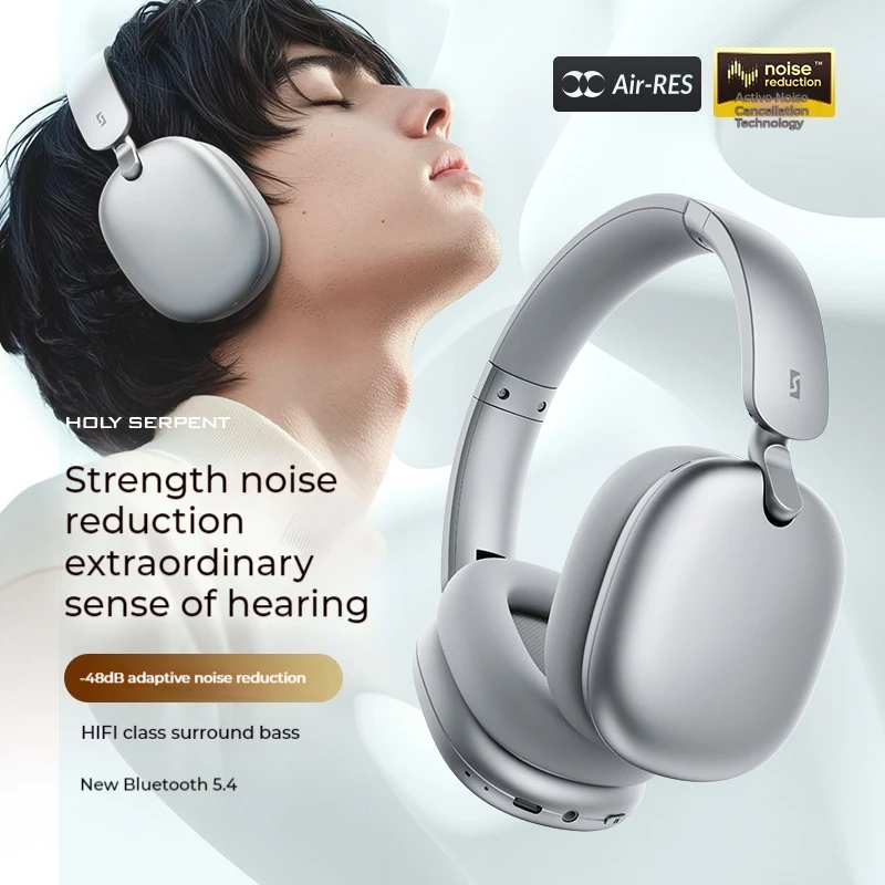 Holy Serpent Explorer Wireless Headphone Active Noise Reduction HIFI Surround Bass Comfortable Foldable Gaming Headphone Custom