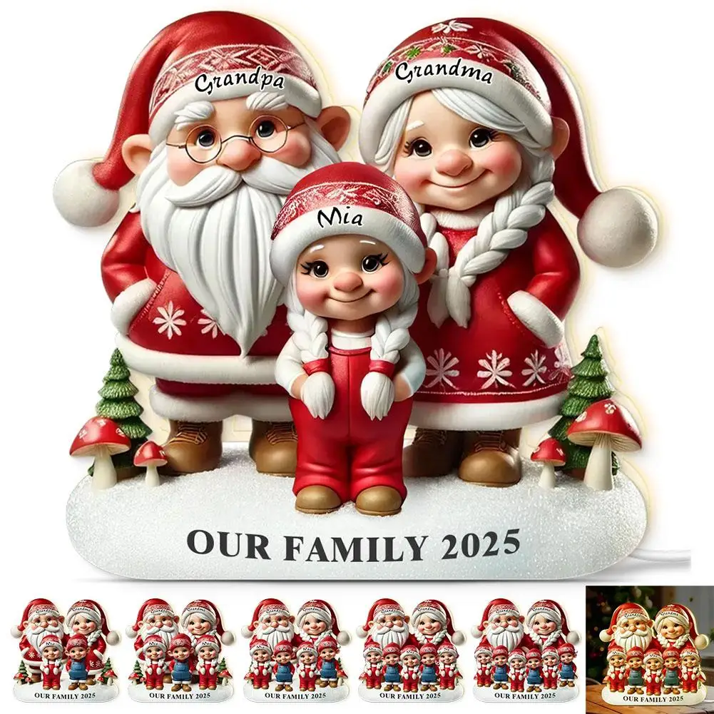 Personalized Light Box Grandparents And Grandkids With Name,Custom 3D Effect Christmas Light Box,Birthday Gifts For Grandma, Kid