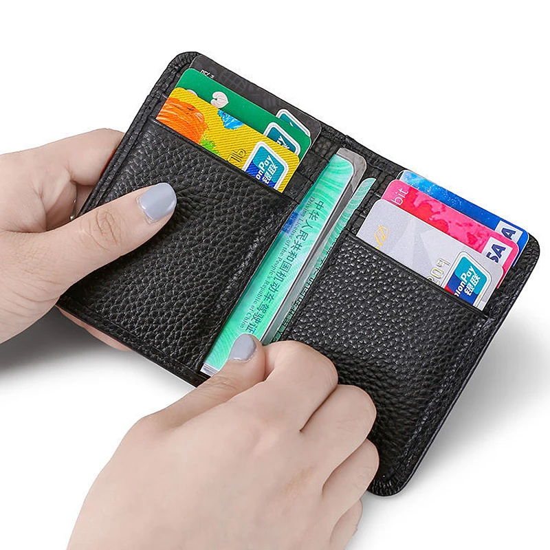 Luxe Mannen Kaarthouder Lederen Dunne Mini Mannen Portemonnee Kleine Pocket Purse Vrouwen Bank Credit Card Houder Voor Mannen card Portefeuilles