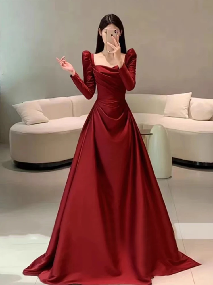 

Красное вечернее платье с длинными рукавами для невесты: роскошное, для зимней свадьбы, церемонии, выступления, повседневного образа или свидания