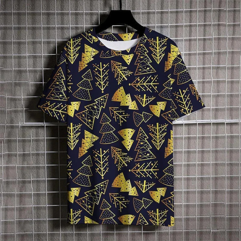 عيد ميلاد سعيد مهرجان تي شيرتات عجيبة للرجال طباعة كاملة سانتا كلوز الرنة الجرافيك عيد الميلاد تحت عنوان قصيرة الأكمام تي شيرت 2026 #5