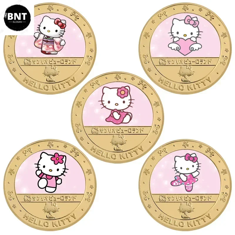 

Sanrio Hello Kitty Cartoon Souvenir Coins Anime Action Figures Commemorative Coins Anime Merchandise Decoration Collection Gifts