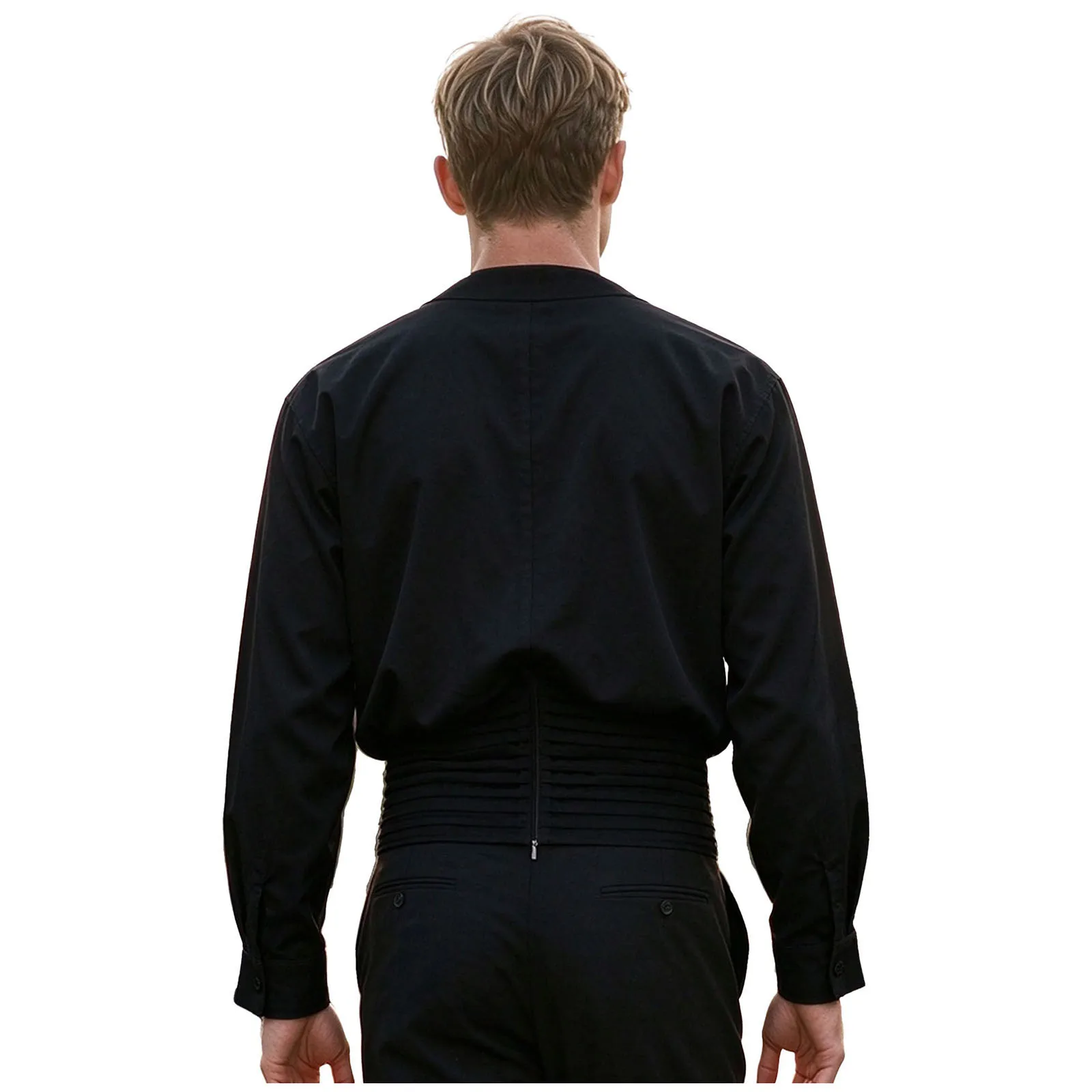 Latin Dance Tops Men's Modern Practice Wear Art Test Professional Long Sleeve Ballroom Tango Rumba Dance Practice Suit Top view 2