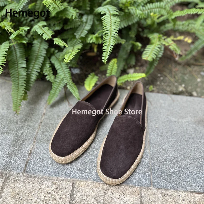 Summer Linen Grass Woven Leather Shoes Men\'s Casual Comfortable Luxury Top Quality Slip-On Loafers Suede Handmade Casual Shoes