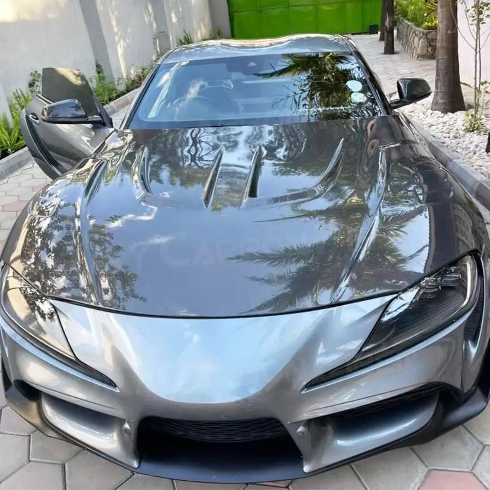 

JCYECF углеродное волокно, крышка капота двигателя автомобиля, аксессуары для Toyota Supra A90, стекловолоконная накладка на капот, облегающий комплект