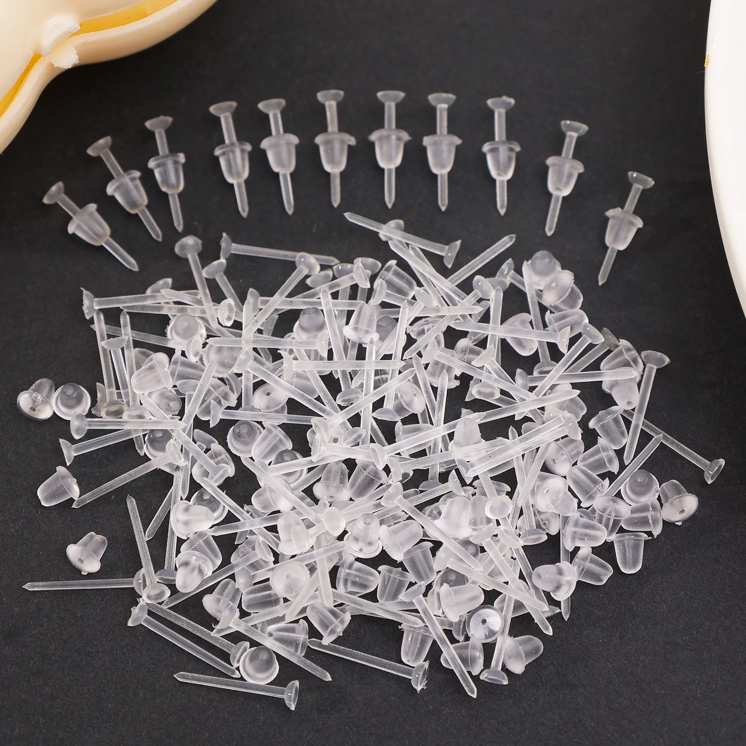 البلاستيك قرط الاذن المرصع المضادة للحساسية حامي الأذن من ثقب الأذن انسداد الأذن ترصيع ثقب واضح غير مرئية أقراط أجزاء المجوهرات #5