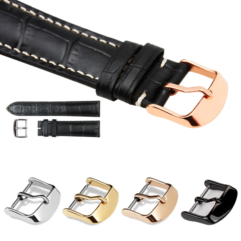 Stainless Steel Watchband Buckle For Women Men Silver Solid Metal Watch Band Clasp Strap Accessories 10/12/14/16/18/20/22mm