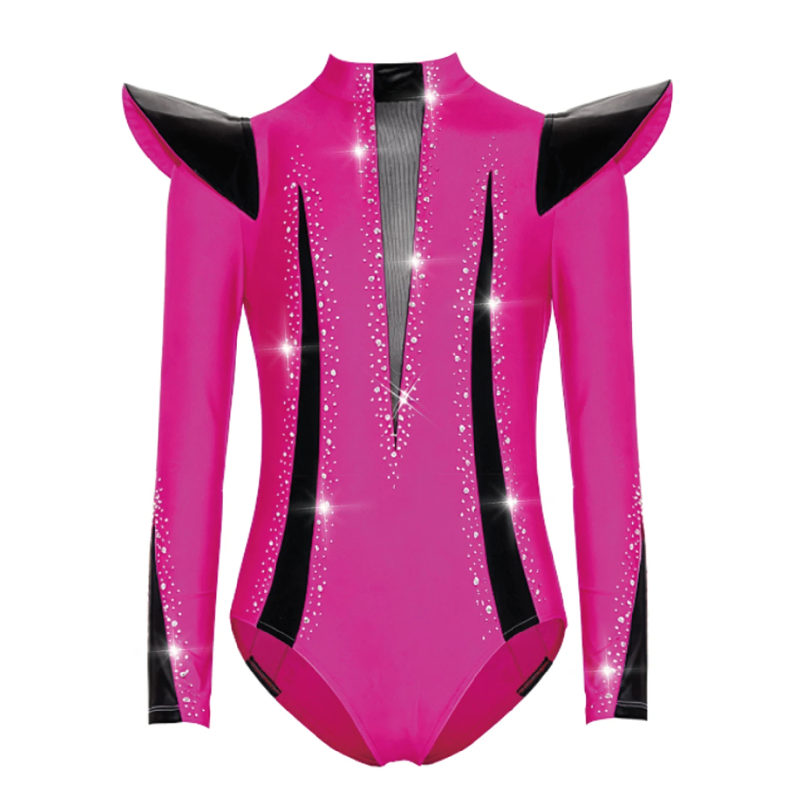 Kids Girls Rhinestone Gymnastics Leotard Acrobatics Jumpsuits Ballet Dance Costume Teens Gymnastic Bodysuit Performing Jumpsuit